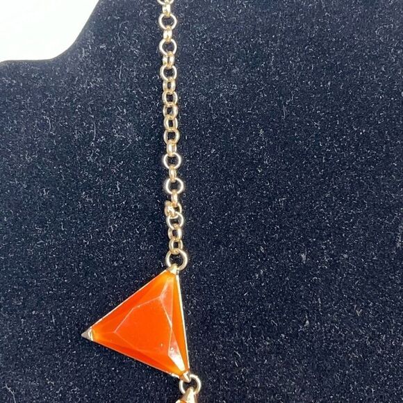 Modern necklace and earring set womans orange and gold rocker futuristic cosplay - Picture 2 of 8